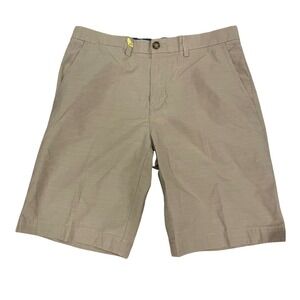 Tommy Hilfiger Mens Khaki Slub Chino Shorts Tan Size 32 Flat Front Classic Fit